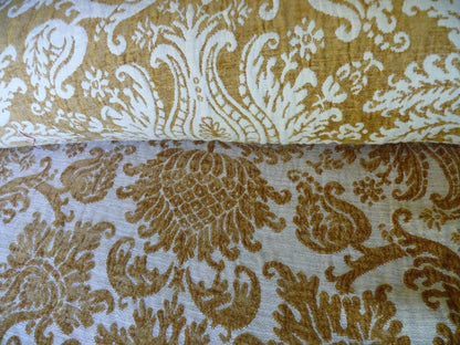 By yard Scalamandre Ludlow Mustard Yellow &amp; Off White Chenille Damask MSRP$159/Y