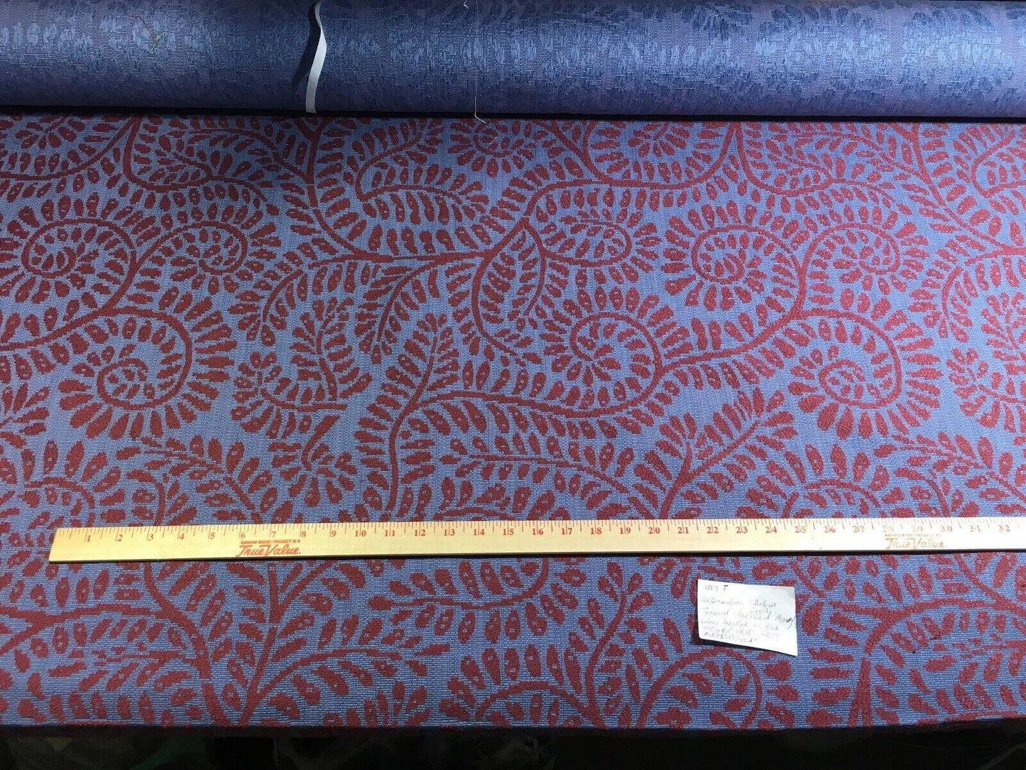 By Yard Scalamandre Arbois Jacquard Red Purple Blue Fern Leaves MSRP USD 219/Y #1567