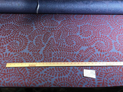 By Yard Scalamandre Arbois Jacquard Red Purple Blue Fern Leaves MSRP USD 219/Y #1567