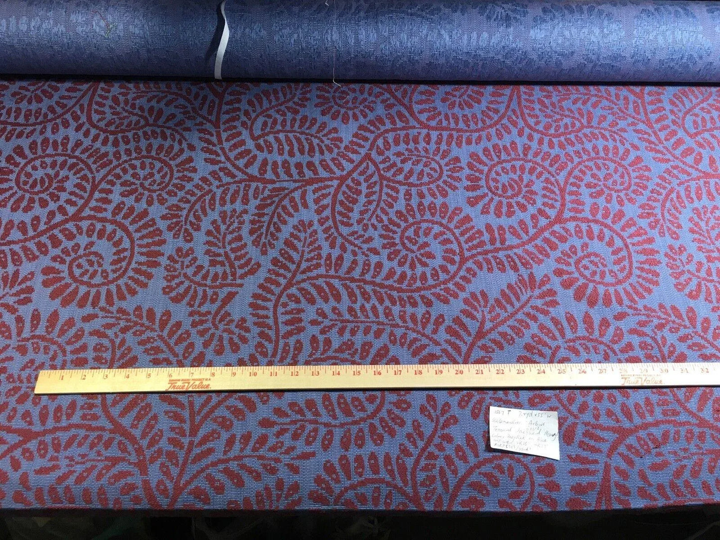 By Yard Scalamandre Arbois Jacquard Red Purple Blue Fern Leaves MSRP USD 219/Y #1567