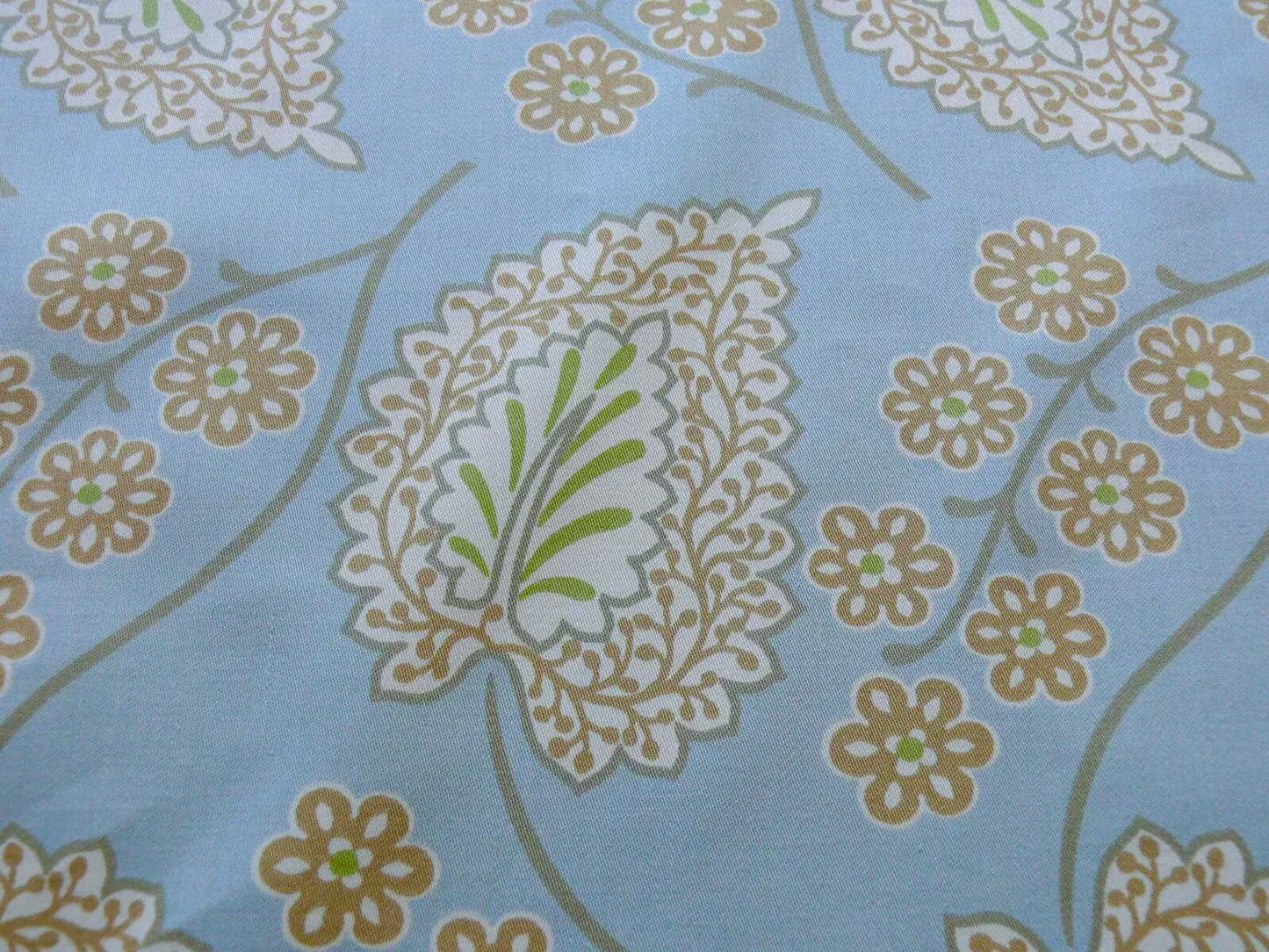 By yard Scalamandre Winslett Foliage Cotton Print in Blue Orange White Hand Printed in Italy MSRP$160/Y