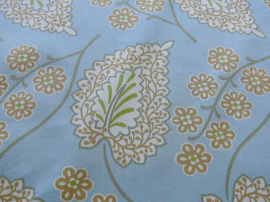 By yard Scalamandre Winslett Foliage Cotton Print in Blue Orange White Hand Printed in Italy MSRP$160/Y