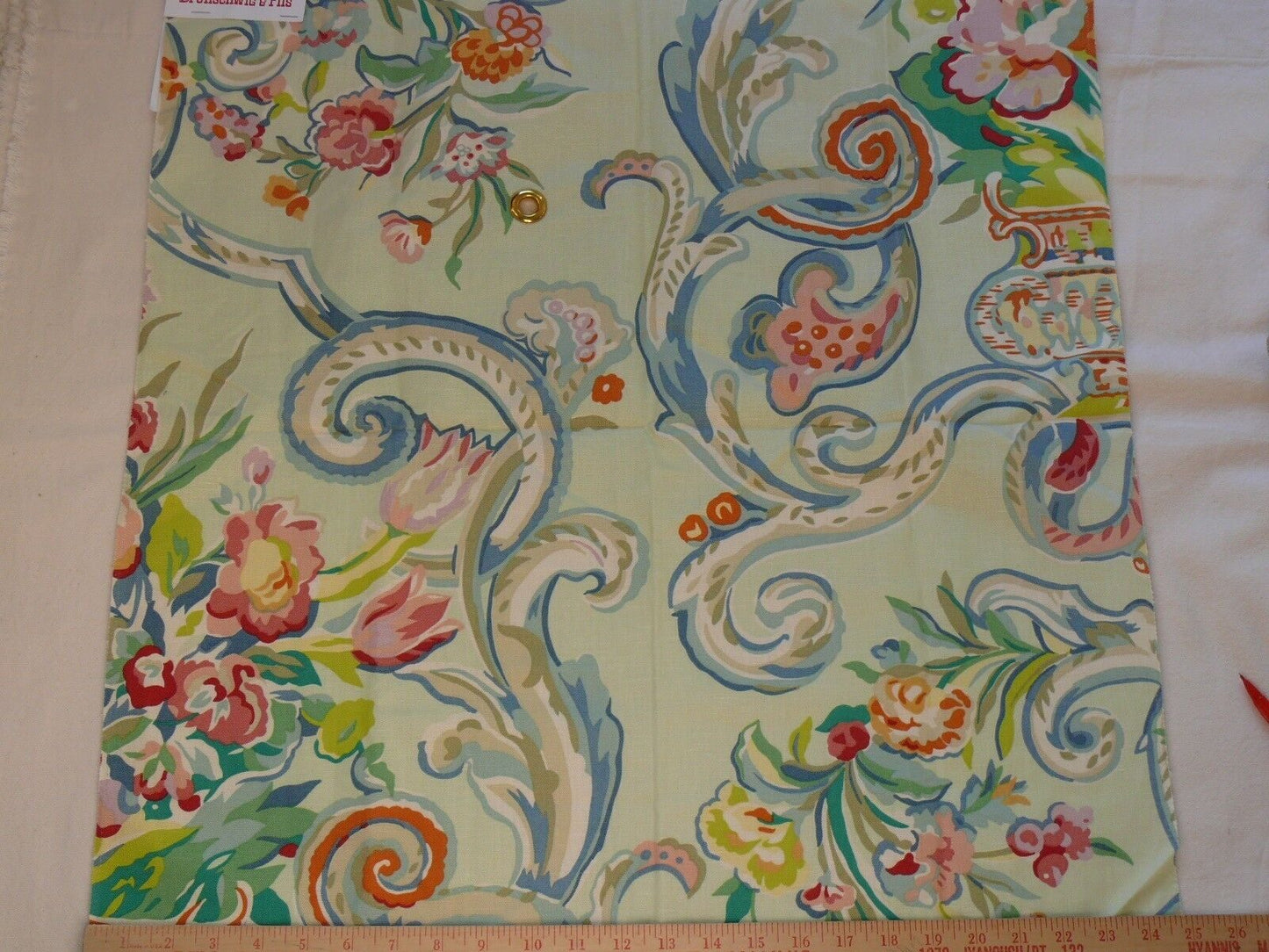 4.8Y Brunschwig &amp; Fils Sunderland Celedon Artistic Floral Linen/Cotton Historical Print Chintz MSRP$194/y