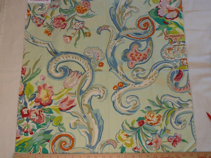 4.8Y Brunschwig &amp; Fils Sunderland Celedon Artistic Floral Linen/Cotton Historical Print Chintz MSRP$194/y
