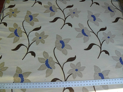 by yard Scalamandre Charlize Mocha Blue and White Heavy Lily Tapestry Art Nouveau Linen Blend MSRPUSD250+