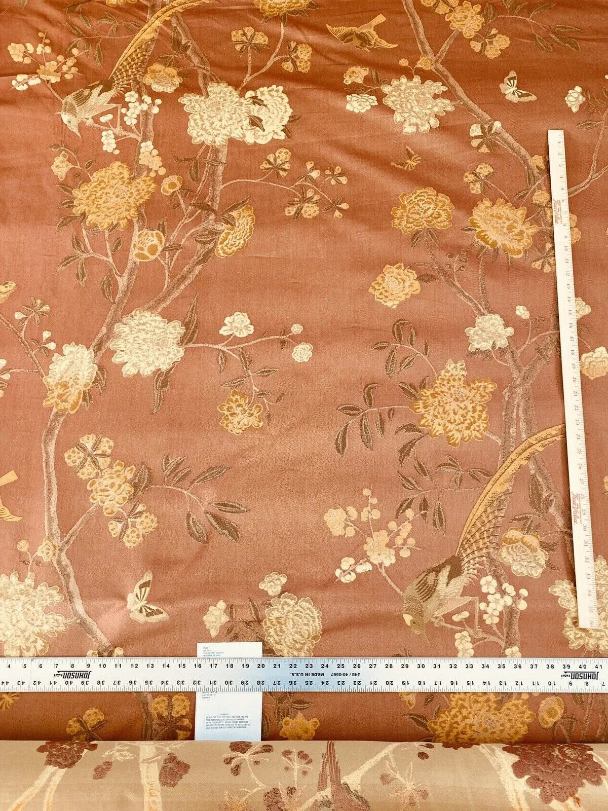 10.75yards Lee Jofa Japanese Garden Plum Red Gold Bird Peony Chinoiserie