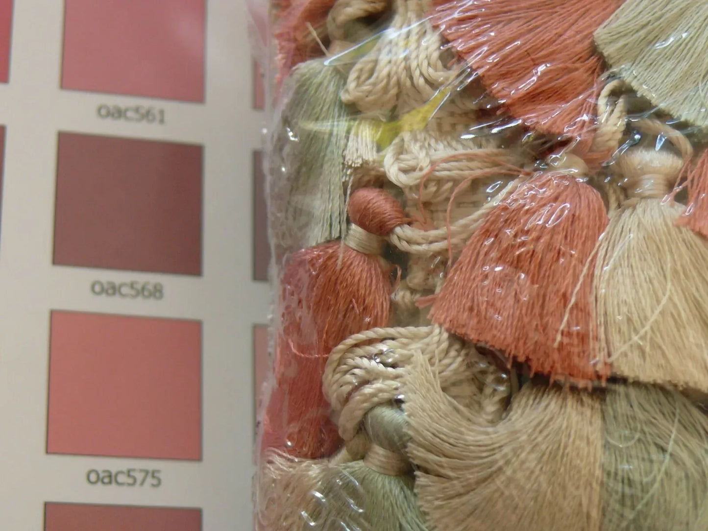 By Yard Scalamandre Jules Verne 100% Silk Tassel Sand Coral Teal FT44-045 MSRP USD 188/y