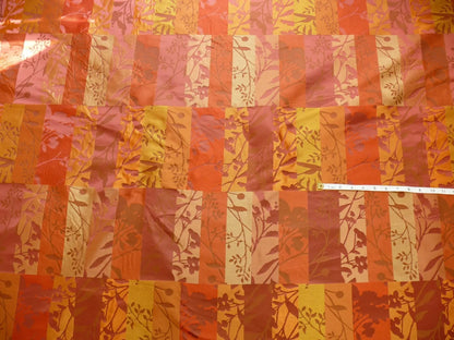 Charming 100%silk Damask Collage Tree Red Gold 528persimmon Bty