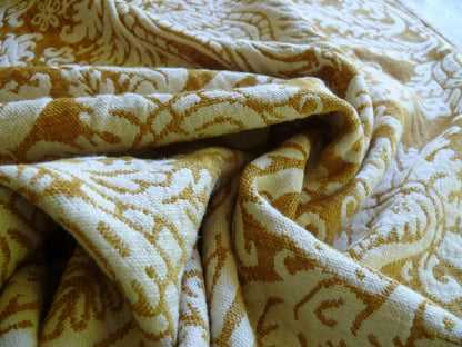 By yard Scalamandre Ludlow Mustard Yellow &amp; Off White Chenille Damask MSRP$159/Y
