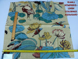 By yard Gp & J Baker Nympheus Linen Lotus Heron Bird Print Aqua/sand MSRP USD326/y