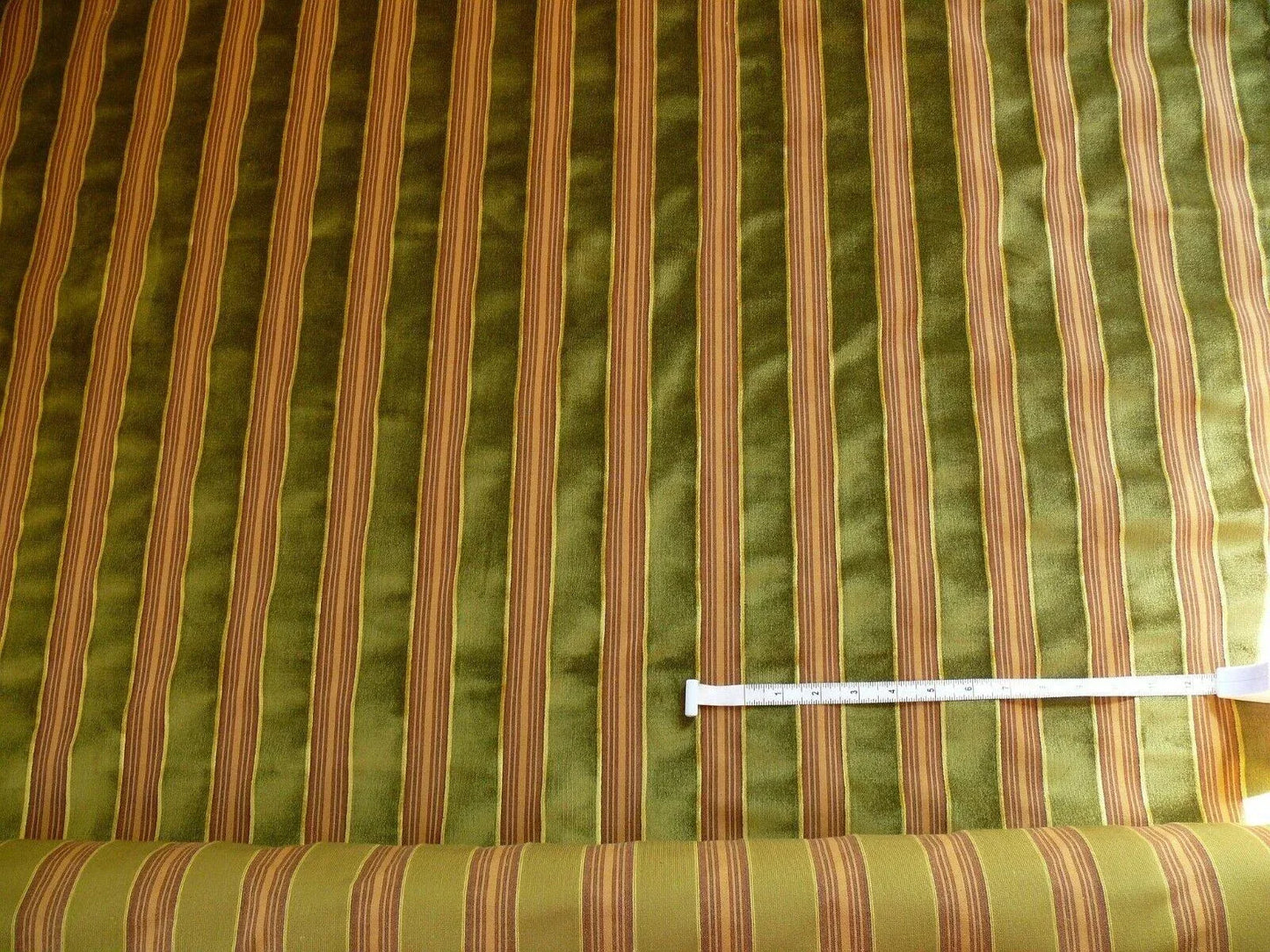 9y Beacon Hill Dillon Velvet Stripe In Bonsai Green Silky Heavy MSRP USD 1584 (575a)