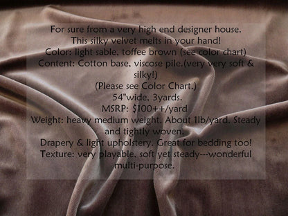 3y Silky Velvet! Light Sable Toffee Brown Silky Velvet#815