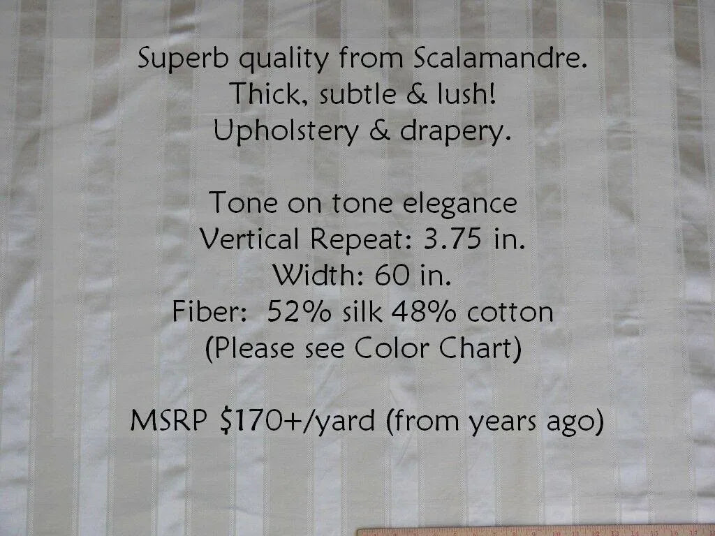 By Yard Scalamandre "nice" Silk & Cotton Stripe Creme On Creme MSRP USD 170+/Y