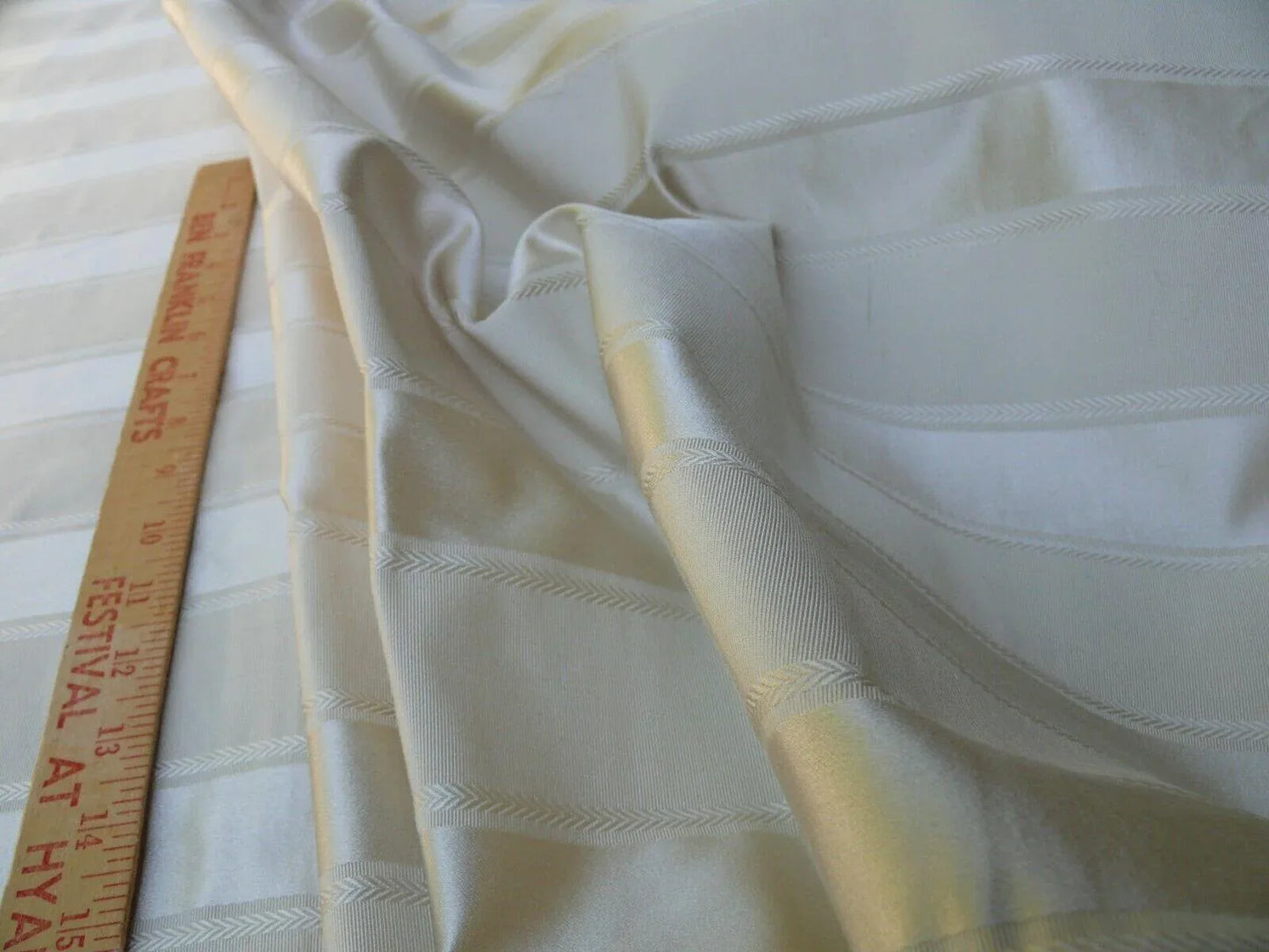 By Yard Scalamandre "nice" Silk & Cotton Stripe Creme On Creme MSRP USD 170+/Y