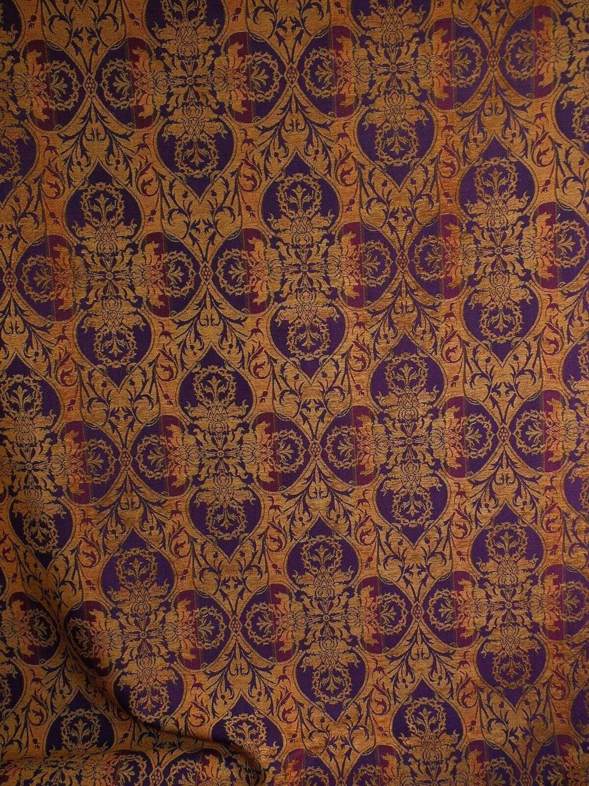 By Yd Lee Jofa Gleneagle Damask "sapphire" Blue Purple Gothic Scottish Wool Chenille Medallion MSRP USD290/y
