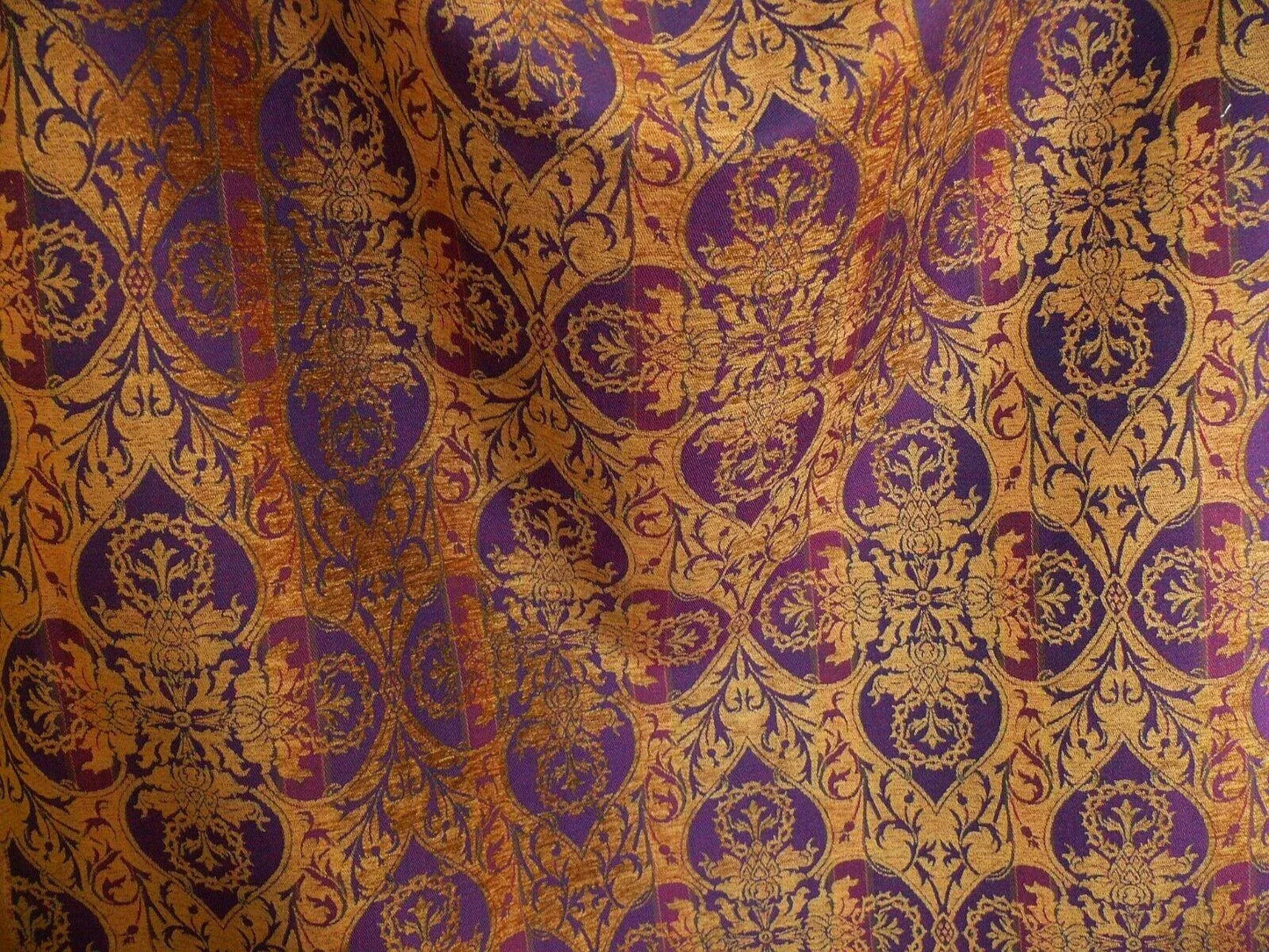 By Yd Lee Jofa Gleneagle Damask "sapphire" Blue Purple Gothic Scottish Wool Chenille Medallion MSRP USD290/y