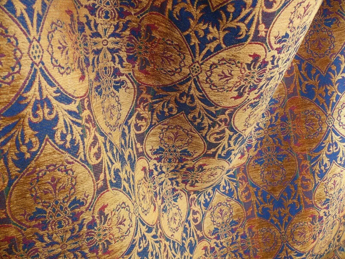 By Yd Lee Jofa Gleneagle Damask "sapphire" Blue Purple Gothic Scottish Wool Chenille Medallion MSRP USD290/y