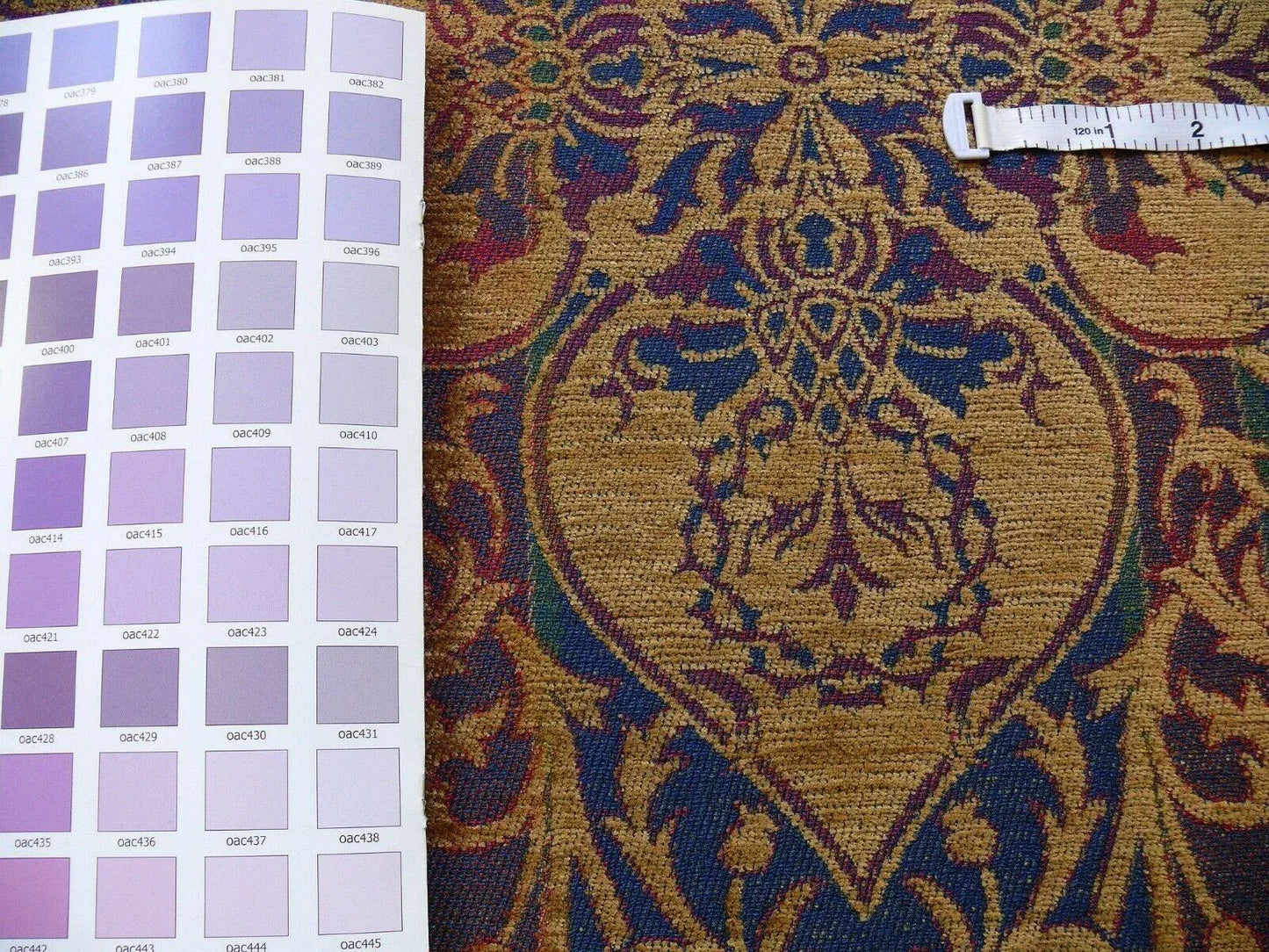 By Yd Lee Jofa Gleneagle Damask "sapphire" Blue Purple Gothic Scottish Wool Chenille Medallion MSRP USD290/y