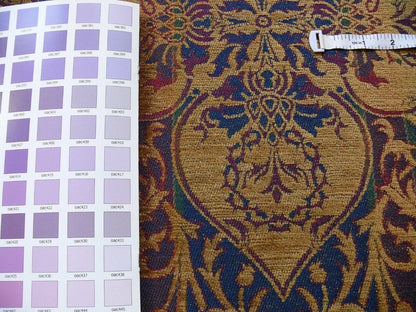 By Yd Lee Jofa Gleneagle Damask "sapphire" Blue Purple Gothic Scottish Wool Chenille Medallion MSRP USD290/y