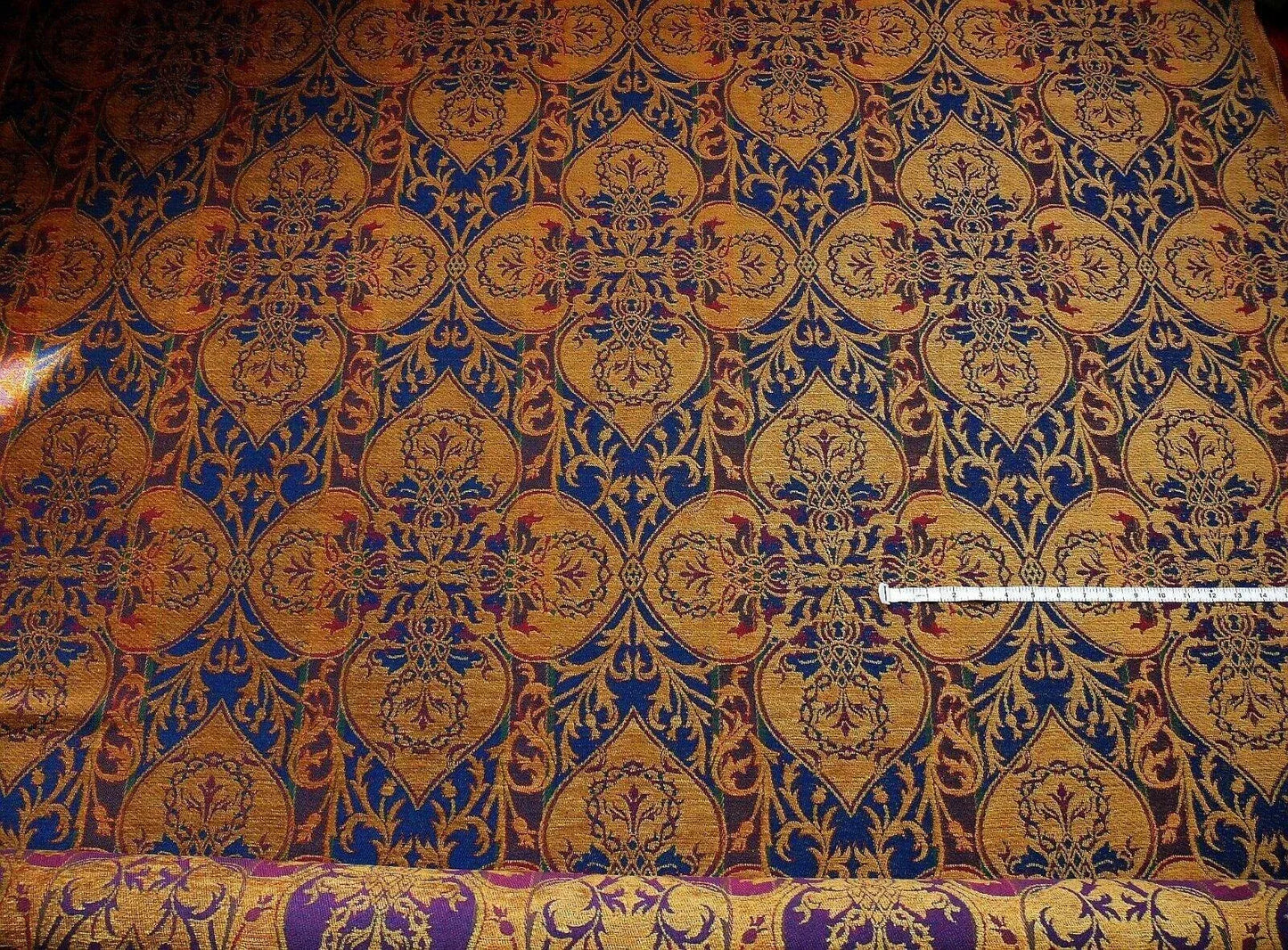 By Yd Lee Jofa Gleneagle Damask "sapphire" Blue Purple Gothic Scottish Wool Chenille Medallion MSRP USD290/y