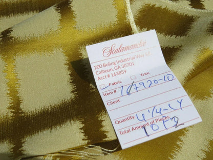 By Yard Scalamandre Palladium Fonthill Modern Silk Lampas Gold Leaf Green Mid Century MSRP USD 196