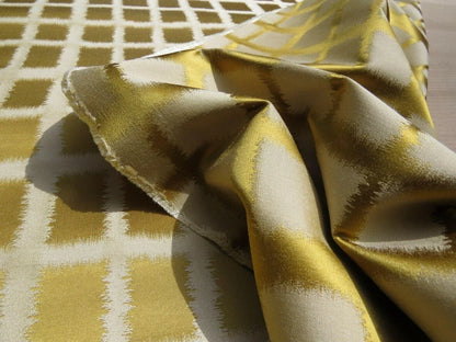 By Yard Scalamandre Palladium Fonthill Modern Silk Lampas Gold Leaf Green Mid Century MSRP USD 196
