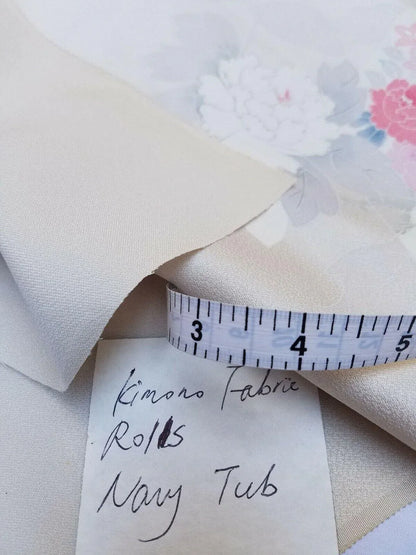 12m X 36cm (13ydx 14.1") Silk Tsukesage Kimono Bolt:tree Peony/chrysanthemum@z53