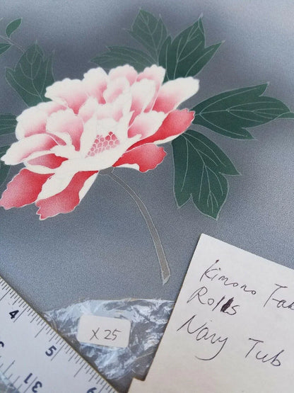 New Silk Tsukesage Bolt Handpainted Red Tree Peony @x25 Z69 12mx36cm (472x14.1" 13y