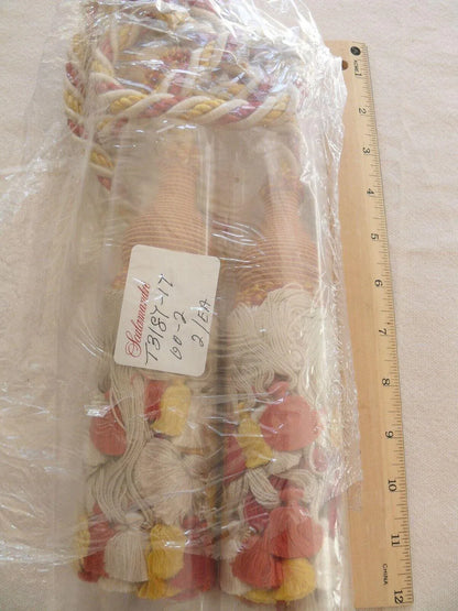 Scalamandre Lyon 100% Silk Double Tassel Tieback Red Yellow White Coral