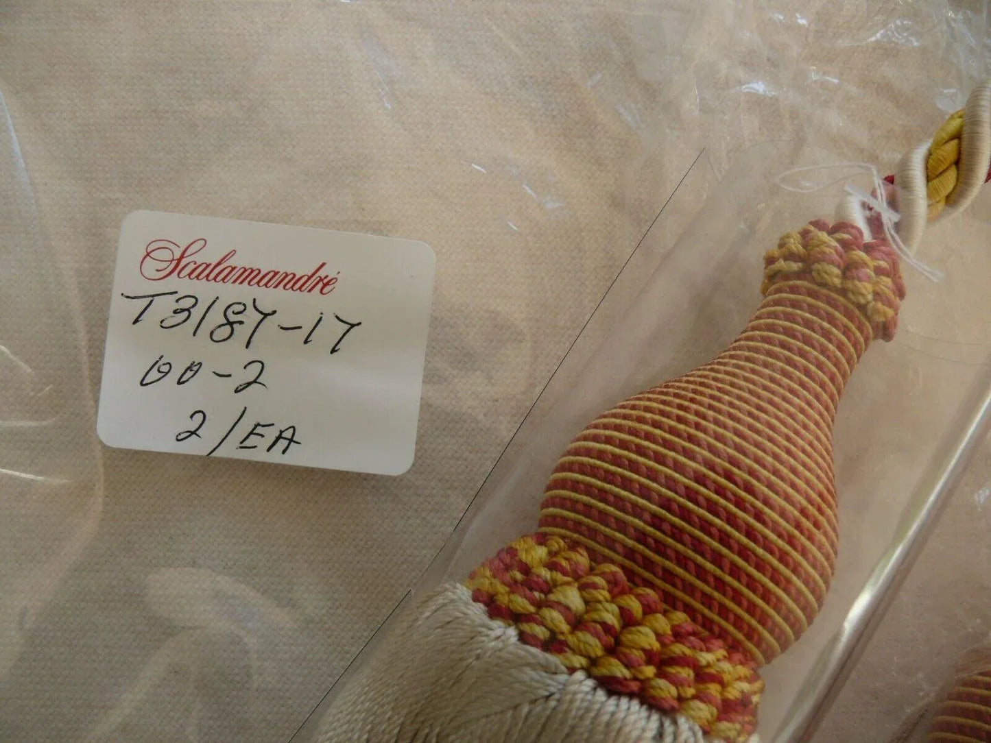 Scalamandre Lyon 100% Silk Double Tassel Tieback Red Yellow White Coral