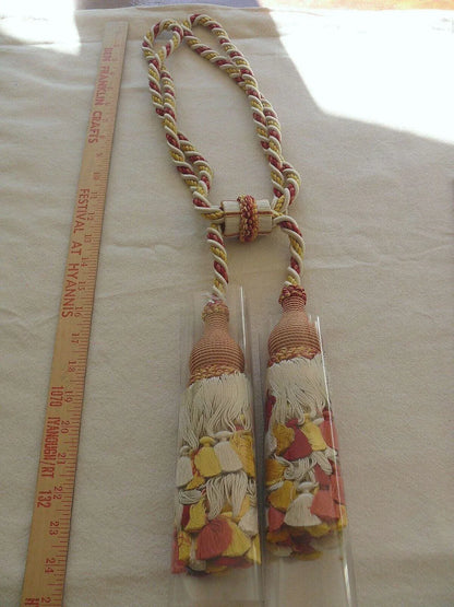 Scalamandre Lyon 100% Silk Double Tassel Tieback Red Yellow White Coral