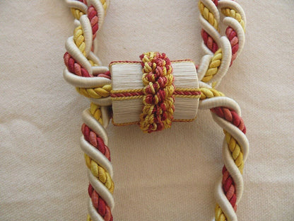 Scalamandre Lyon 100% Silk Double Tassel Tieback Red Yellow White Coral