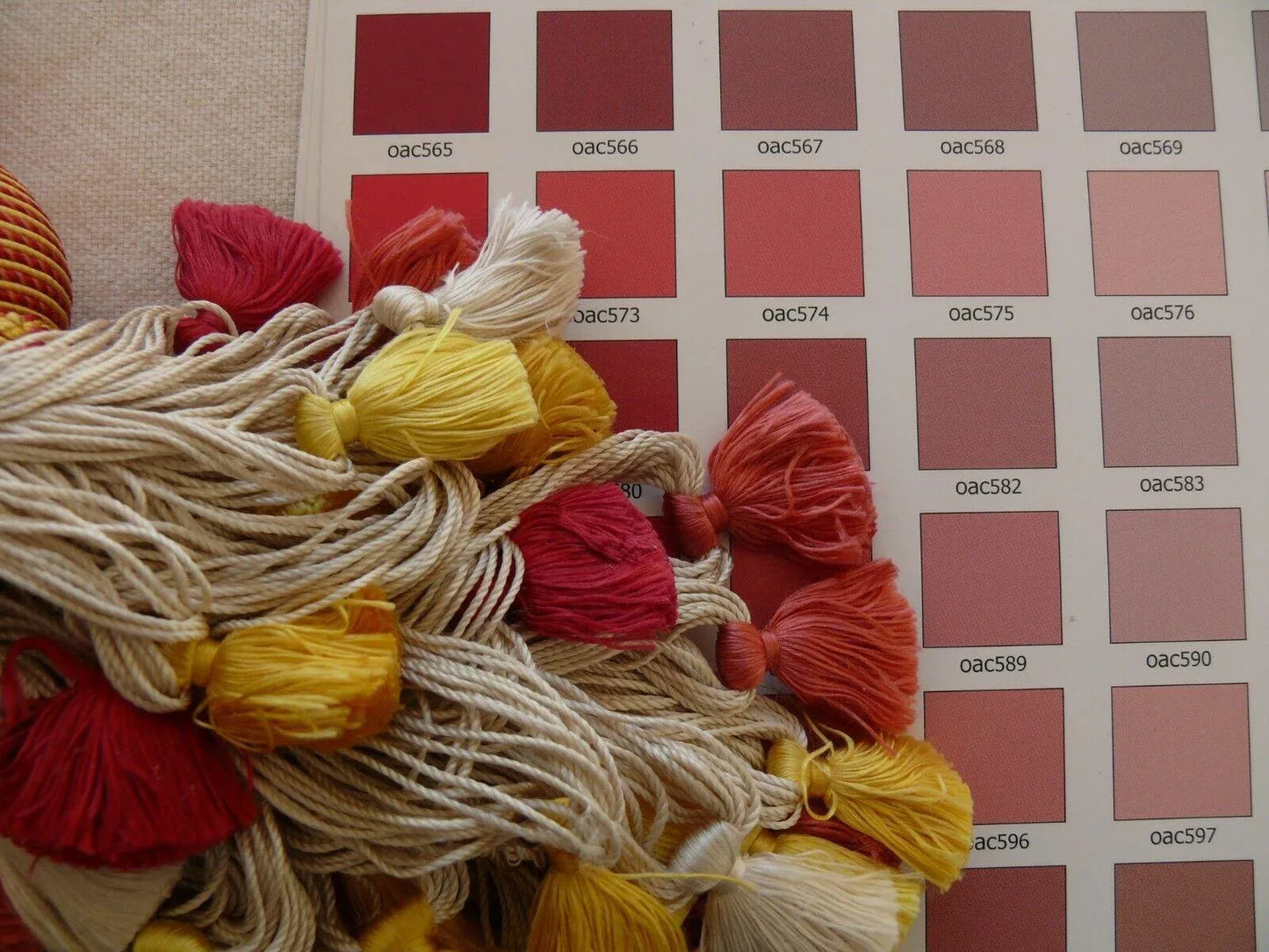 Scalamandre Lyon 100% Silk Double Tassel Tieback Red Yellow White Coral