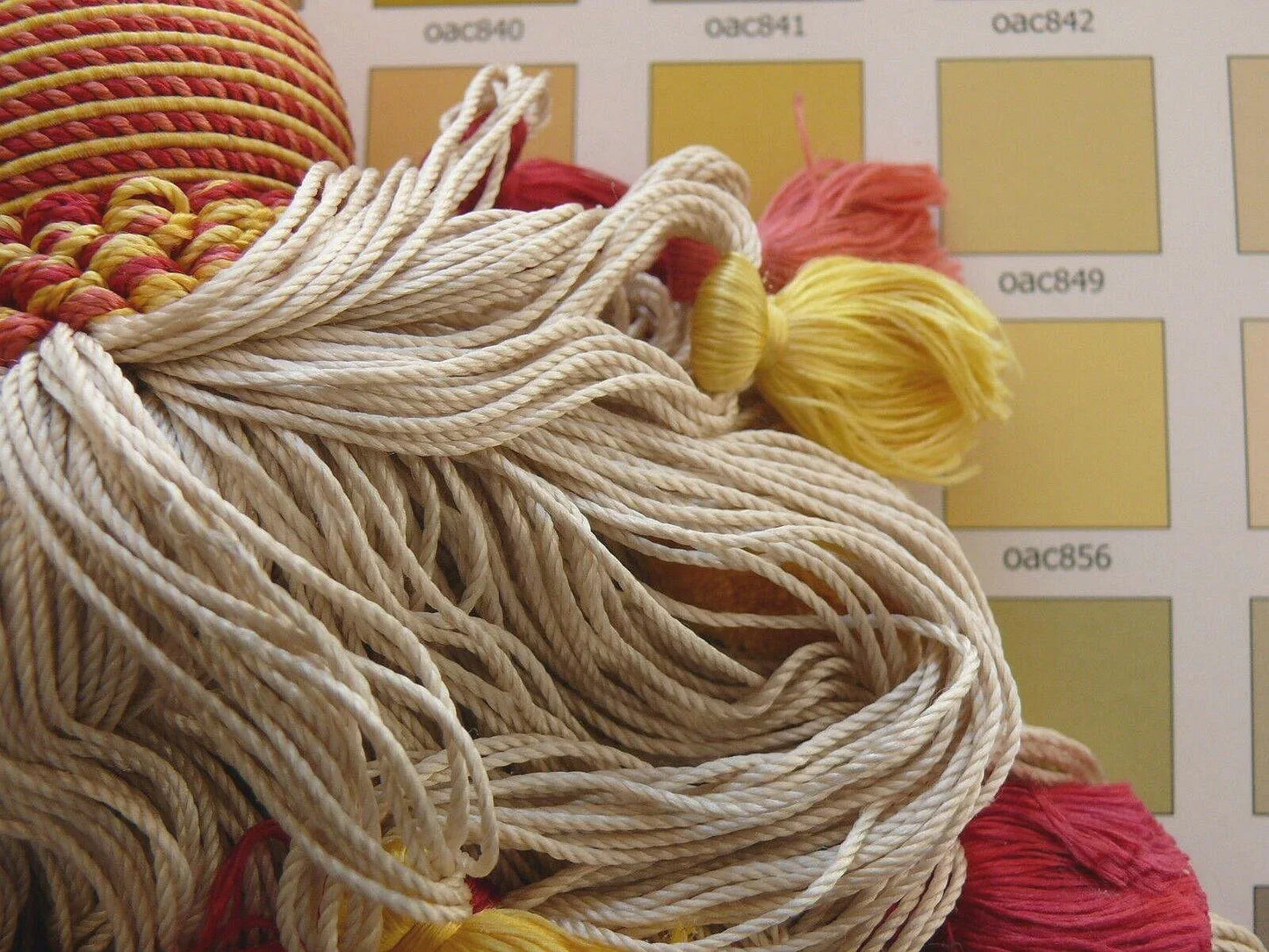 Scalamandre Lyon 100% Silk Double Tassel Tieback Red Yellow White Coral