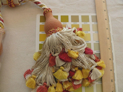 Scalamandre Lyon 100% Silk Double Tassel Tieback Red Yellow White Coral