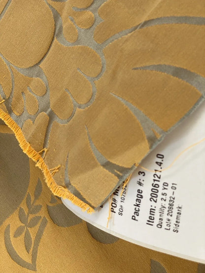 Lee Jofa Alodie Silk Damask, Goldstone Celadon Blue Gold Bronze Silk Cotton 2.5YD MSRP USD276/Y