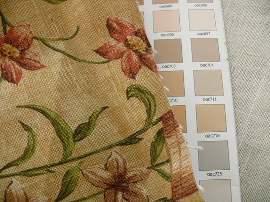 By yard Lee Jofa Sutherland Linen Print Chinoiserie Tree Birds "Honey" Gold Pink Green Linen Cotton MSRP USD238/y