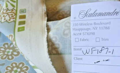 By yard Scalamandre Winslett Foliage Cotton Print in Blue Orange White Hand Printed in Italy MSRP$160/Y