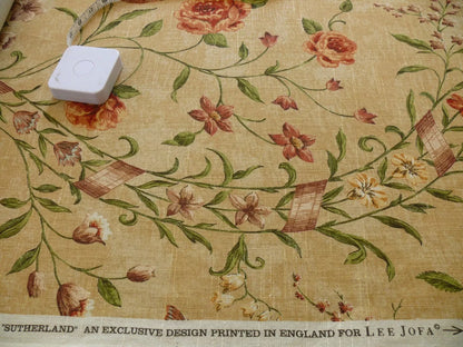 By yard Lee Jofa Sutherland Linen Print Chinoiserie Tree Birds "Honey" Gold Pink Green Linen Cotton MSRP USD238/y