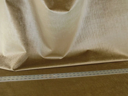 3.6Y Scalamandre Upcountry Striae Velvet Brown Golden Olive Green Silky MSRP USD 204/yard