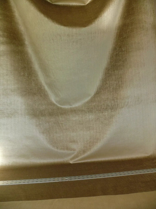 3.6Y Scalamandre Upcountry Striae Velvet Brown Golden Olive Green Silky MSRP USD 204/yard