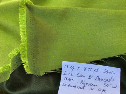 8.75y Bright Lime Green Avocado Satin Reversible #1574