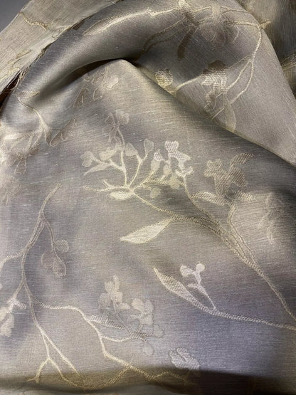 2.6Yards Beacon Hill Leiria Silk Linen Organza Damask Steel Blue Gold MSRP USD220/Y #1601