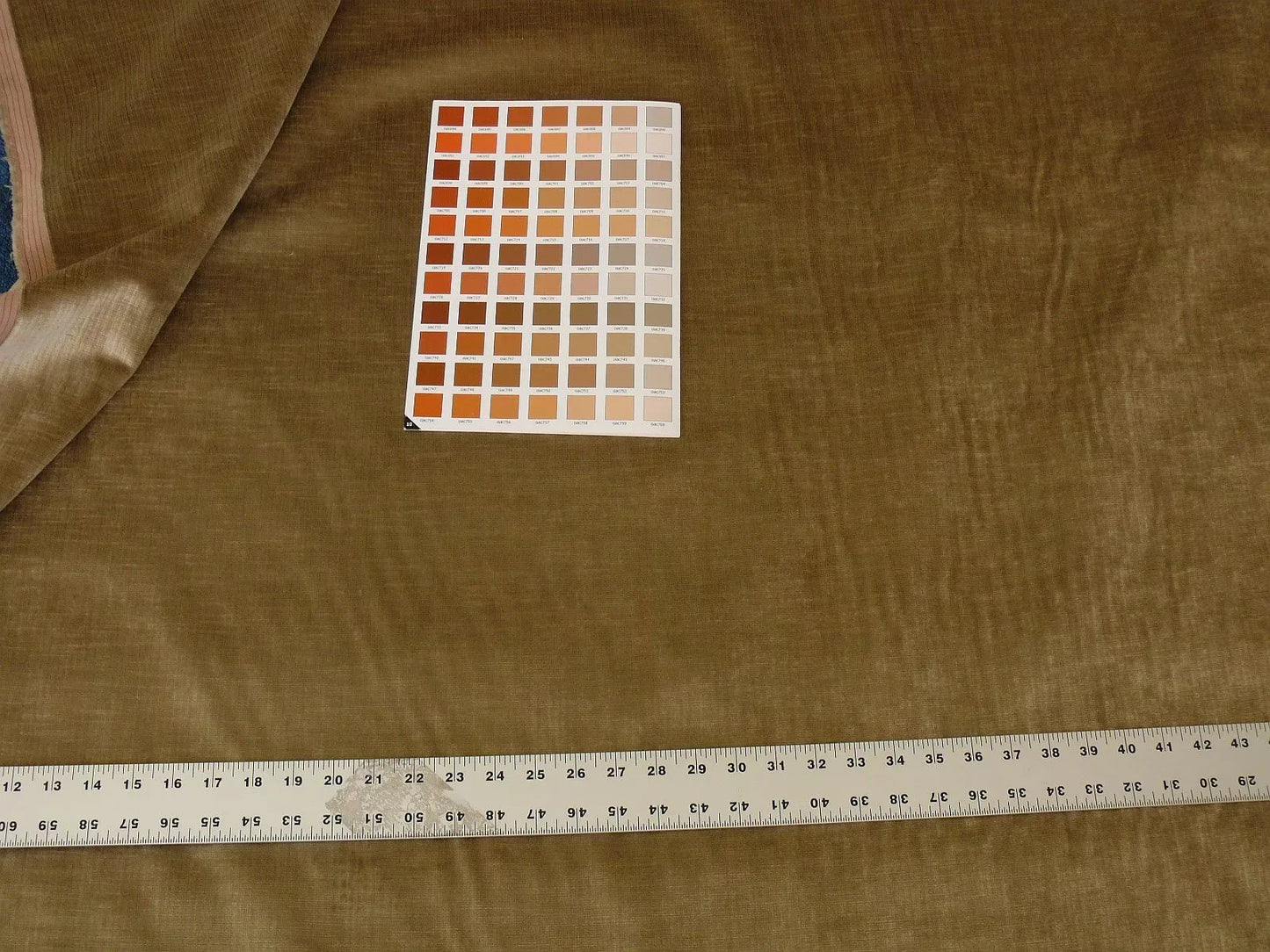 3.6Y Scalamandre Upcountry Striae Velvet Brown Golden Olive Green Silky MSRP USD 204/yard