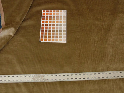3.6Y Scalamandre Upcountry Striae Velvet Brown Golden Olive Green Silky MSRP USD 204/yard