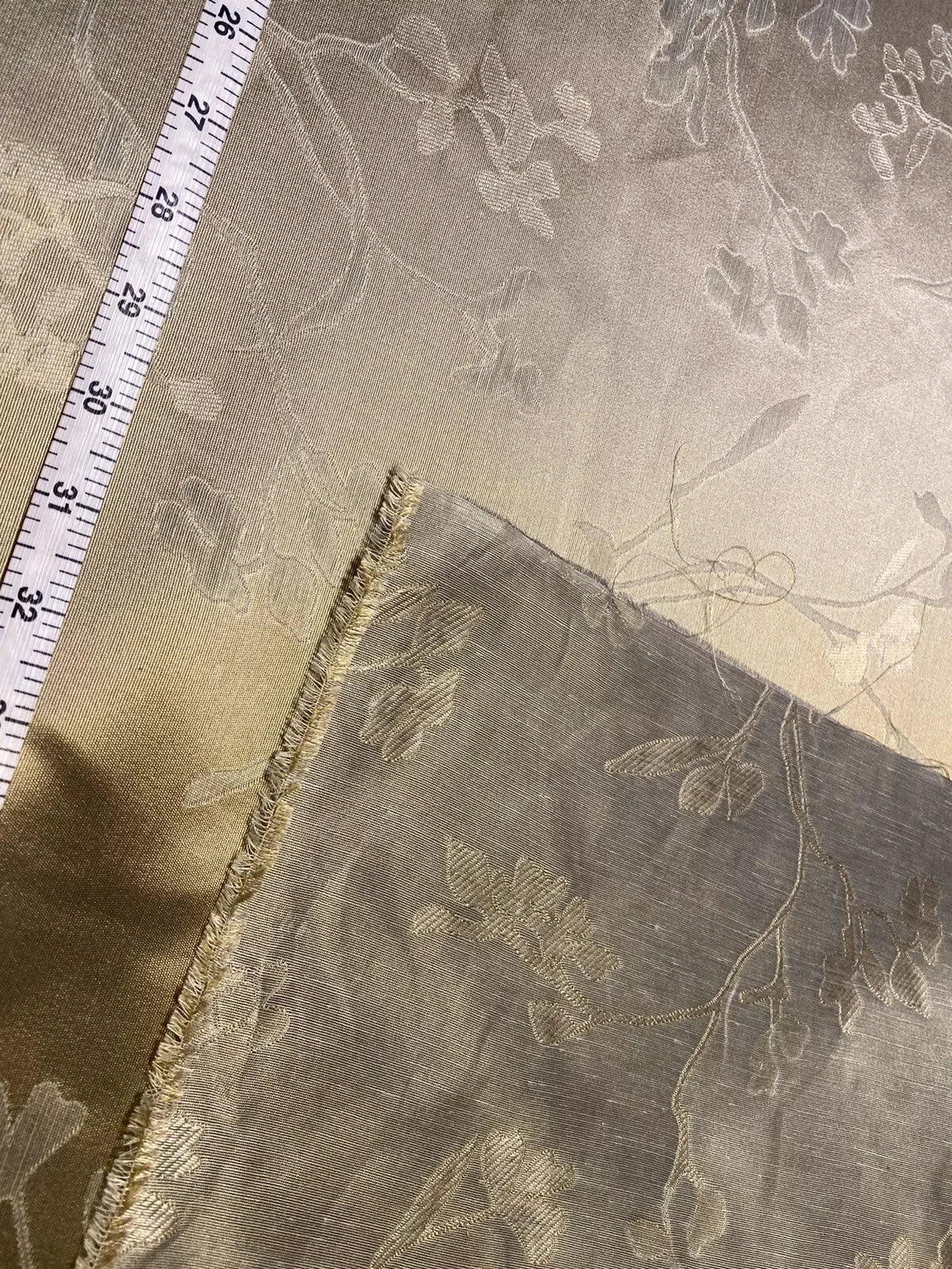 2.6Yards Beacon Hill Leiria Silk Linen Organza Damask Steel Blue Gold MSRP USD220/Y #1601
