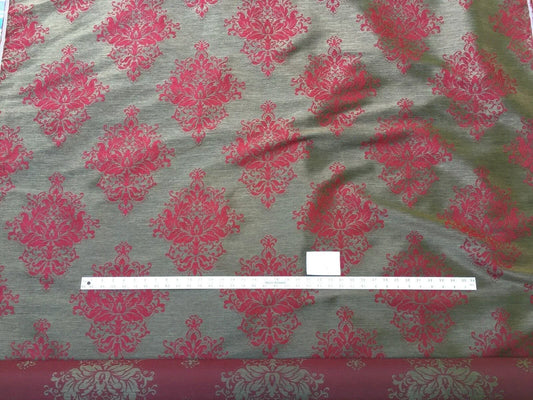 by yard Kravet Brocade Burgundy Ruby Red on Dark Copper Damask Medallion #1573
