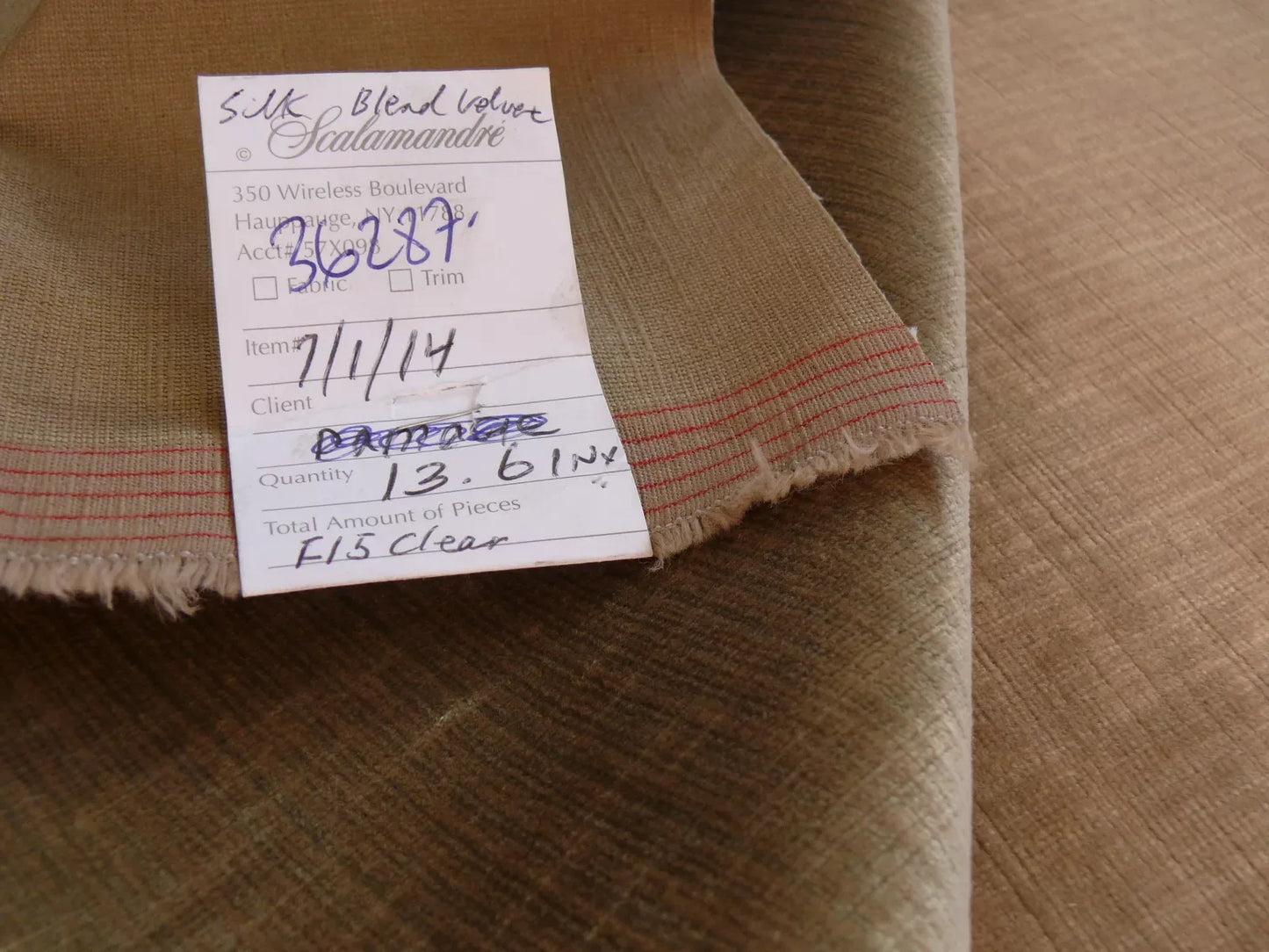 3.6Y Scalamandre Upcountry Striae Velvet Brown Golden Olive Green Silky MSRP USD 204/yard