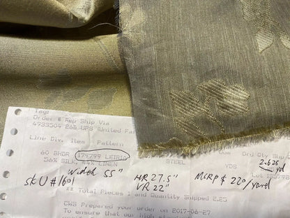 2.6Yards Beacon Hill Leiria Silk Linen Organza Damask Steel Blue Gold MSRP USD220/Y #1601