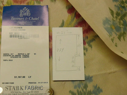 2.5Y yards Tassinari &amp; Chatel Silk Warp Print Les Ruines Fond Creme MSRP US 2214/yard